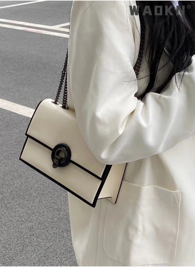 Designer Crossbody bags for Women, Lady Luxury Leather Shoulder Bag, Handbag and Messenger bag,Small Square Bag Large Capacity Chain Messenger Bag,Slim Crossbody bag for Travel,Work,Commuting
