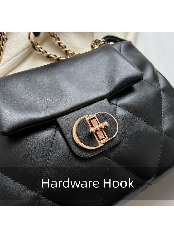 Women's Fashion Simple Shoulder Bag, Women's Fashion Lingked Armpit Bag Sling Bag Side Bag, Solid Color PU Leather Chain Tote Bag Handbag Gift Bag for Women/Mother/Girl Friend Gift (Black)