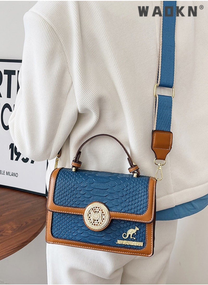Women's Retro Texture Shoulder Bag, Ladies Simple Top Handle Crossbody Bag Sling Bag Side Bag,Contrasting PU Leather Tote Bag Handbag Clutch Bag Satchel Crossbody Bag for Women/Mother/Girl Friend Gift
