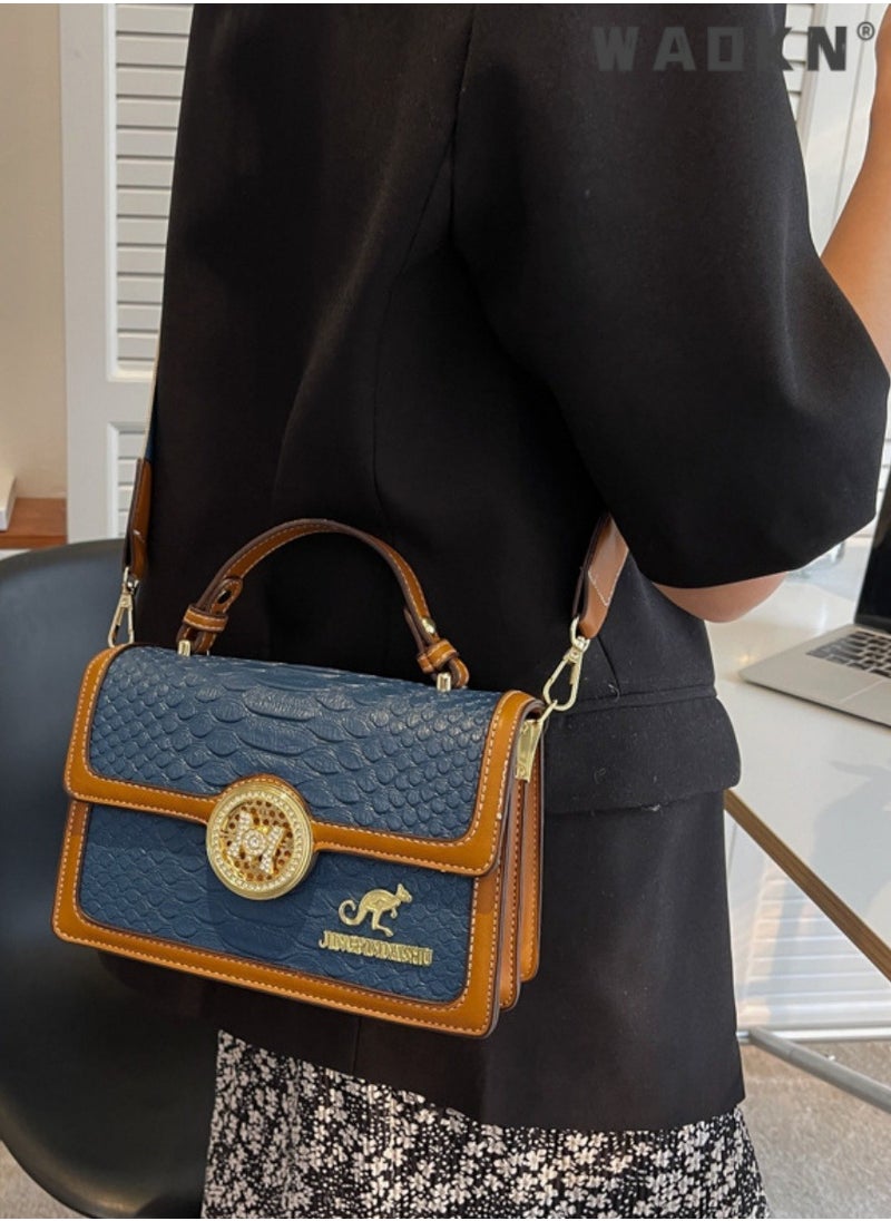 Women's Retro Texture Shoulder Bag, Ladies Simple Top Handle Crossbody Bag Sling Bag Side Bag,Contrasting PU Leather Tote Bag Handbag Clutch Bag Satchel Crossbody Bag for Women/Mother/Girl Friend Gift