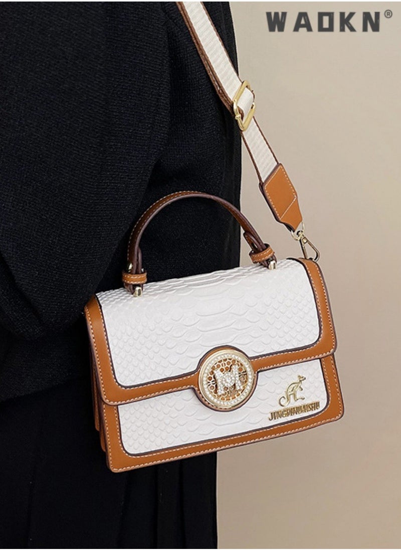 Women's Retro Texture Shoulder Bag, Ladies Simple Top Handle Crossbody Bag Sling Bag Side Bag,Contrasting PU Leather Tote Bag Handbag Clutch Bag Satchel Crossbody Bag for Women/Mother/Girl Friend Gift