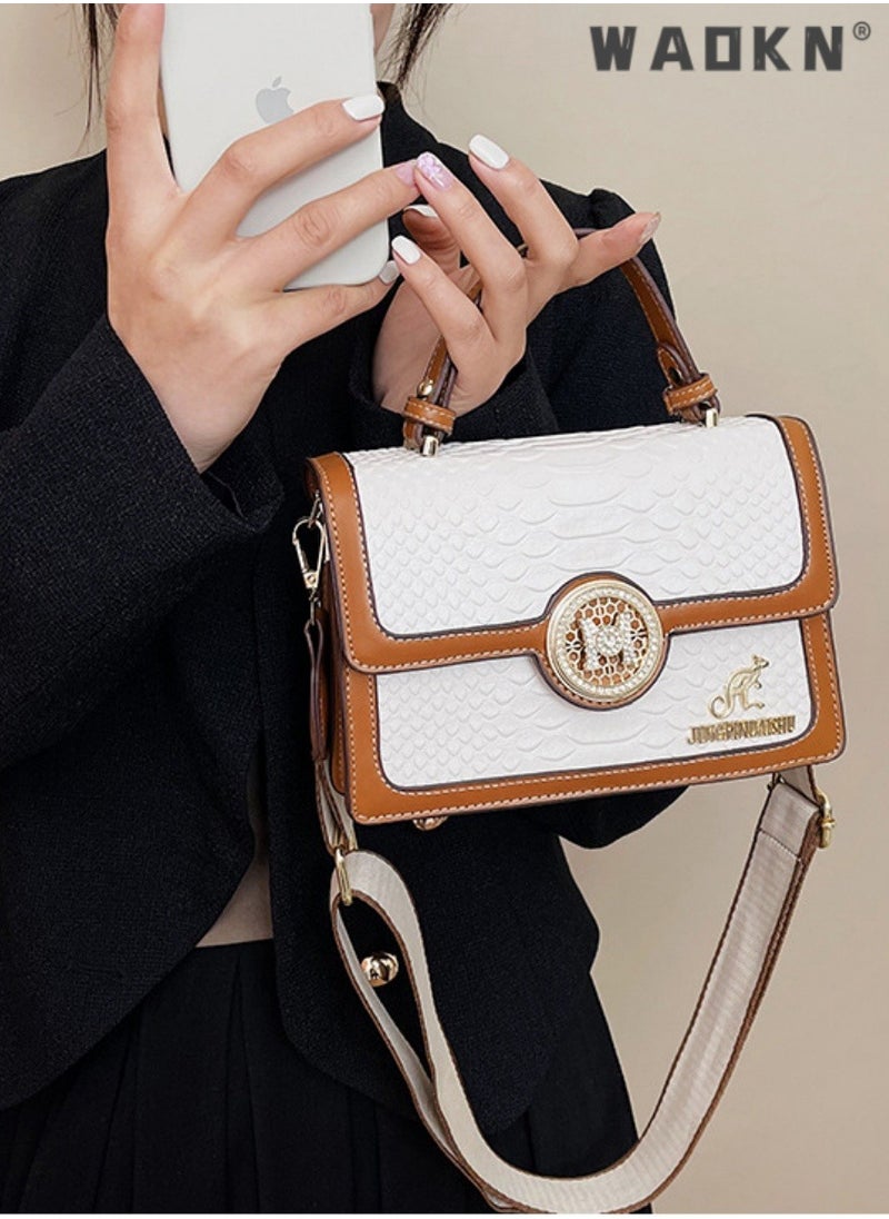 Women's Retro Texture Shoulder Bag, Ladies Simple Top Handle Crossbody Bag Sling Bag Side Bag,Contrasting PU Leather Tote Bag Handbag Clutch Bag Satchel Crossbody Bag for Women/Mother/Girl Friend Gift