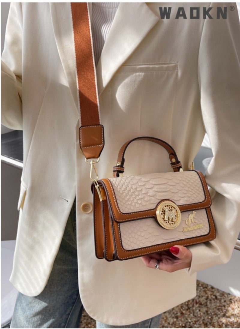 Women's Retro Texture Shoulder Bag, Ladies Simple Top Handle Crossbody Bag Sling Bag Side Bag,Contrasting PU Leather Tote Bag Handbag Clutch Bag Satchel Crossbody Bag for Women/Mother/Girl Friend Gift