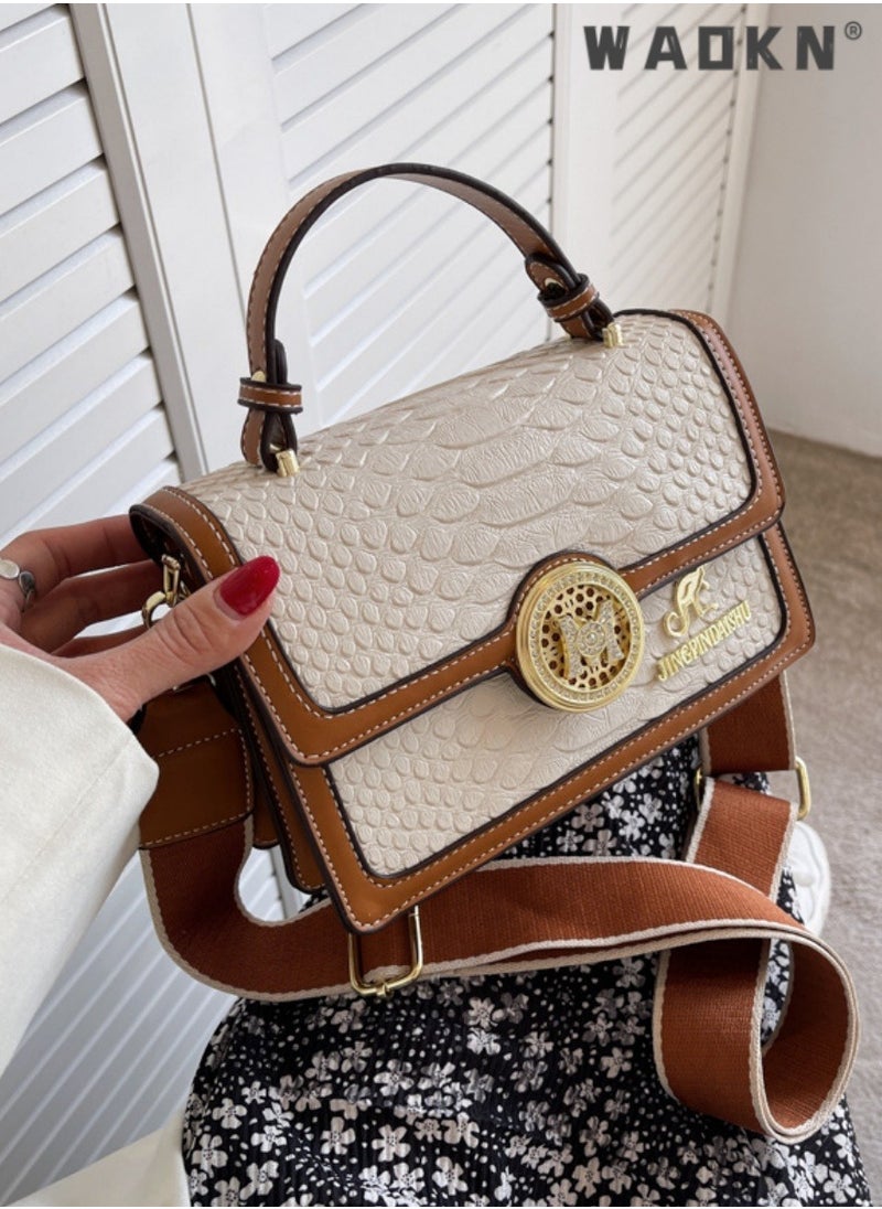 Women's Retro Texture Shoulder Bag, Ladies Simple Top Handle Crossbody Bag Sling Bag Side Bag,Contrasting PU Leather Tote Bag Handbag Clutch Bag Satchel Crossbody Bag for Women/Mother/Girl Friend Gift