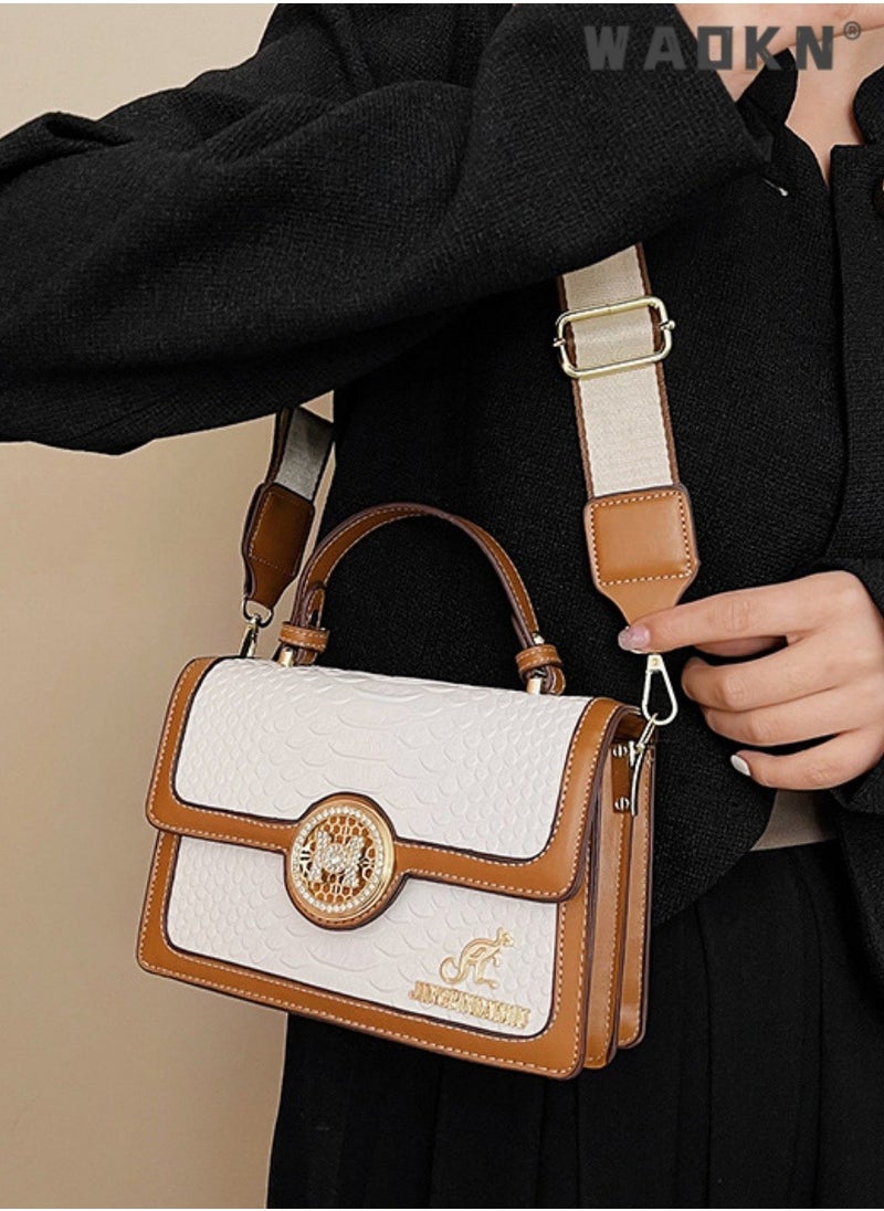 Women's Retro Texture Shoulder Bag, Ladies Simple Top Handle Crossbody Bag Sling Bag Side Bag,Contrasting PU Leather Tote Bag Handbag Clutch Bag Satchel Crossbody Bag for Women/Mother/Girl Friend Gift