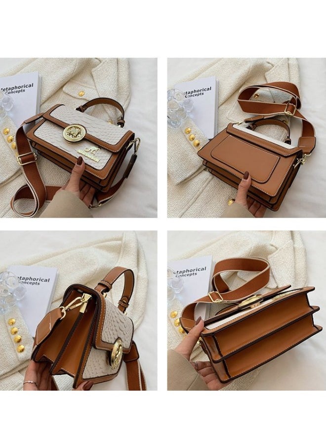 Women's Retro Texture Shoulder Bag, Ladies Simple Top Handle Crossbody Bag Sling Bag Side Bag,Contrasting PU Leather Tote Bag Handbag Clutch Bag Satchel Crossbody Bag for Women/Mother/Girl Friend Gift