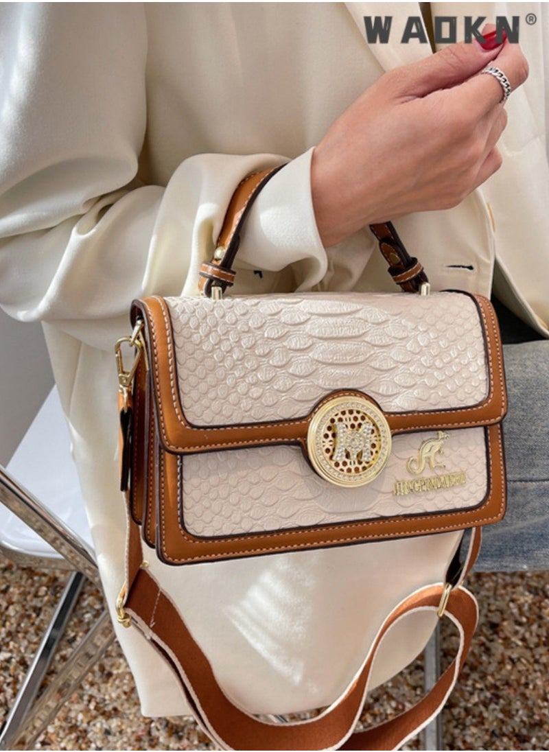 Women's Retro Texture Shoulder Bag, Ladies Simple Top Handle Crossbody Bag Sling Bag Side Bag,Contrasting PU Leather Tote Bag Handbag Clutch Bag Satchel Crossbody Bag for Women/Mother/Girl Friend Gift