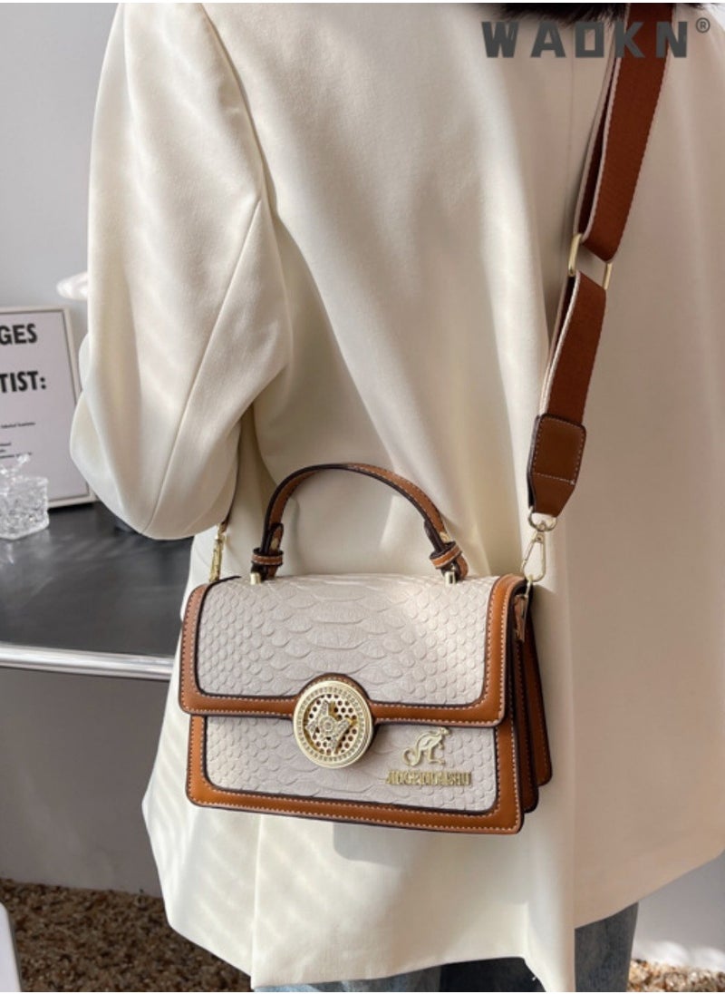 Women's Retro Texture Shoulder Bag, Ladies Simple Top Handle Crossbody Bag Sling Bag Side Bag,Contrasting PU Leather Tote Bag Handbag Clutch Bag Satchel Crossbody Bag for Women/Mother/Girl Friend Gift