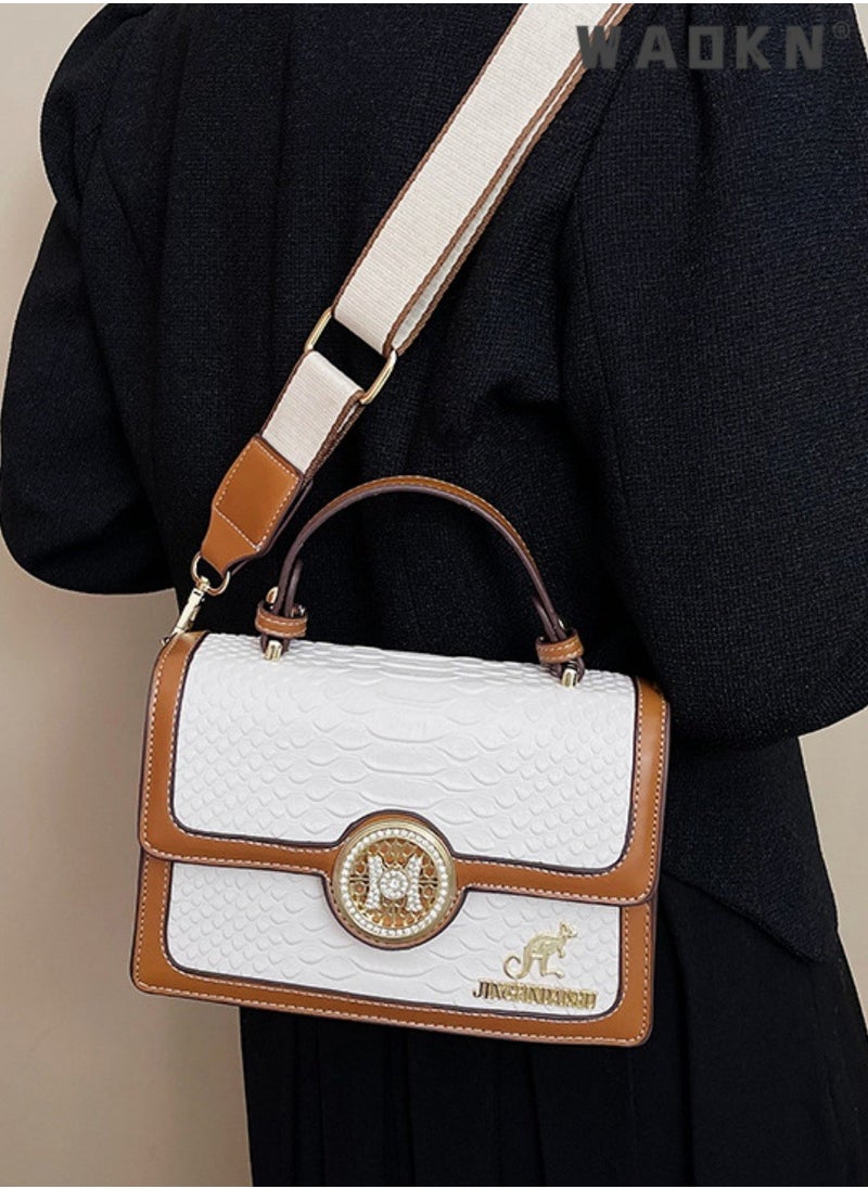 Women's Retro Texture Shoulder Bag, Ladies Simple Top Handle Crossbody Bag Sling Bag Side Bag,Contrasting PU Leather Tote Bag Handbag Clutch Bag Satchel Crossbody Bag for Women/Mother/Girl Friend Gift