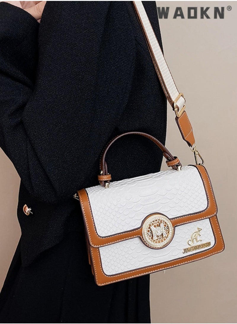 Women's Retro Texture Shoulder Bag, Ladies Simple Top Handle Crossbody Bag Sling Bag Side Bag,Contrasting PU Leather Tote Bag Handbag Clutch Bag Satchel Crossbody Bag for Women/Mother/Girl Friend Gift