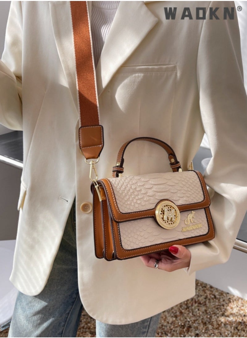 Women's Retro Texture Shoulder Bag, Ladies Simple Top Handle Crossbody Bag Sling Bag Side Bag,Contrasting PU Leather Tote Bag Handbag Clutch Bag Satchel Crossbody Bag for Women/Mother/Girl Friend Gift