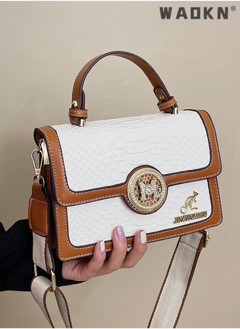 Women's Retro Texture Shoulder Bag, Ladies Simple Top Handle Crossbody Bag Sling Bag Side Bag,Contrasting PU Leather Tote Bag Handbag Clutch Bag Satchel Crossbody Bag for Women/Mother/Girl Friend Gift