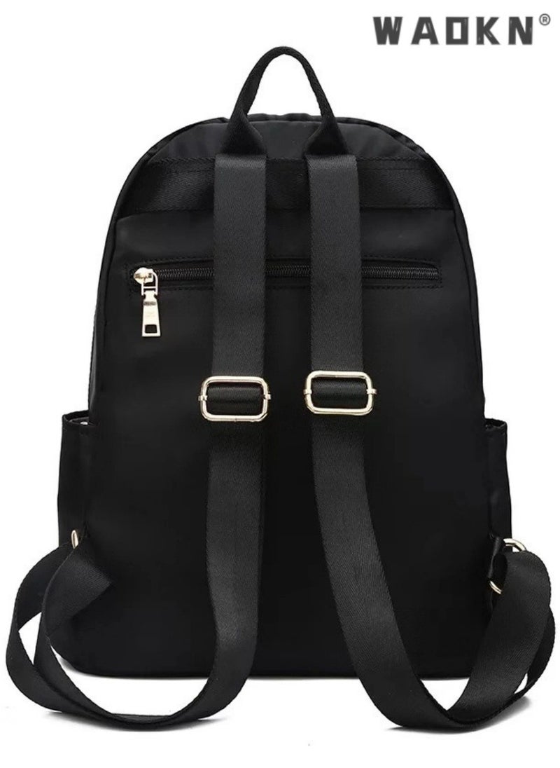 Simple Solid Color Backpack for Women Versatile Large Capacity Zipper Daypack Multi Layered Compartment Storage for Commute or Travel Can Fit 15 Inches Laptop with Design of Hungable on Trolley