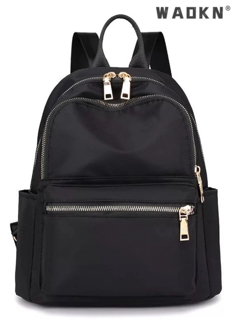Simple Solid Color Backpack for Women Versatile Large Capacity Zipper Daypack Multi Layered Compartment Storage for Commute or Travel Can Fit 15 Inches Laptop with Design of Hungable on Trolley
