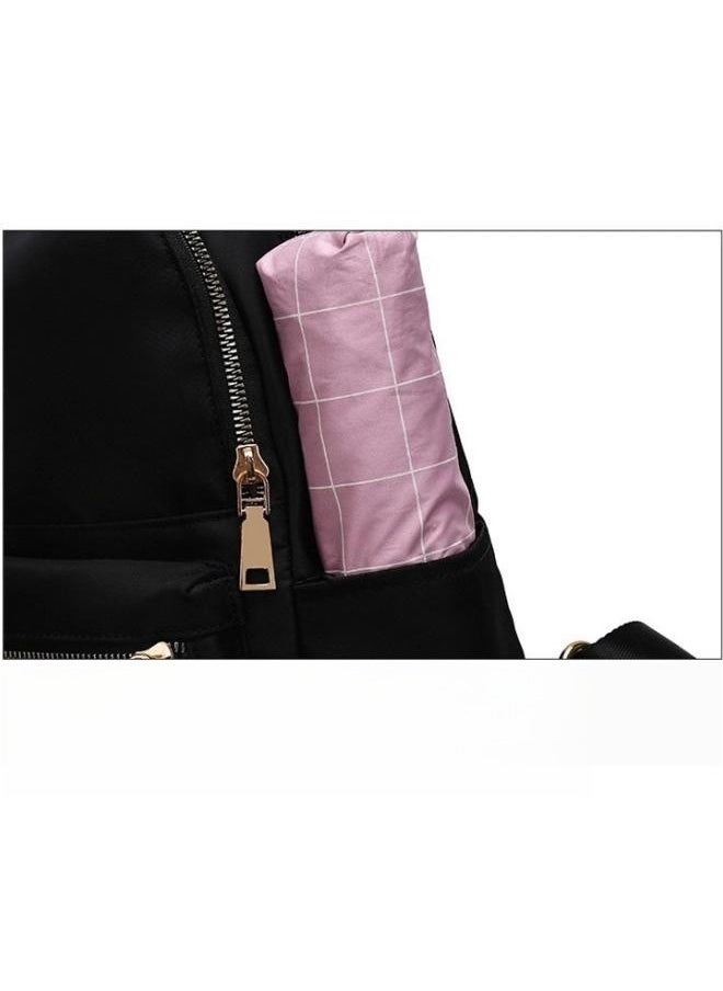 Simple Solid Color Backpack for Women Versatile Large Capacity Zipper Daypack Multi Layered Compartment Storage for Commute or Travel Can Fit 15 Inches Laptop with Design of Hungable on Trolley