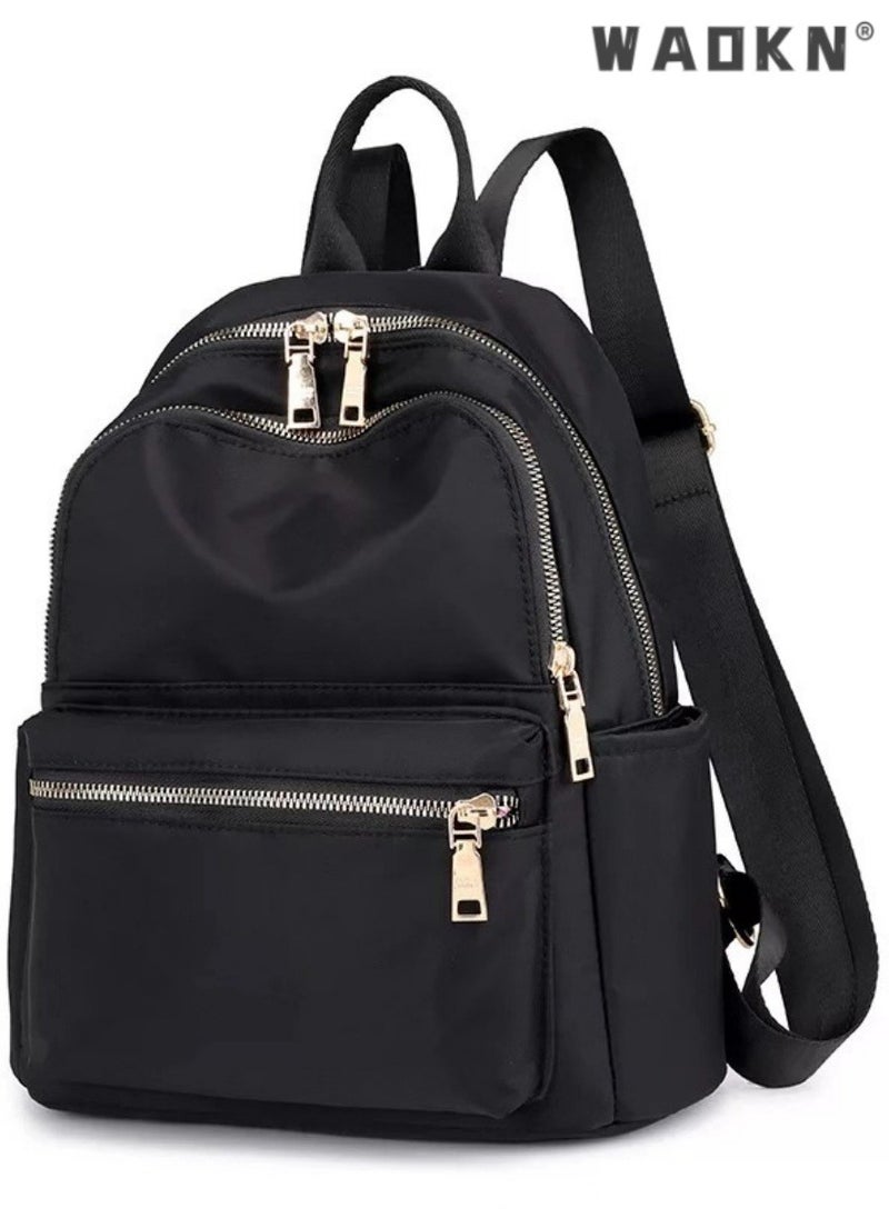 Simple Solid Color Backpack for Women Versatile Large Capacity Zipper Daypack Multi Layered Compartment Storage for Commute or Travel Can Fit 15 Inches Laptop with Design of Hungable on Trolley
