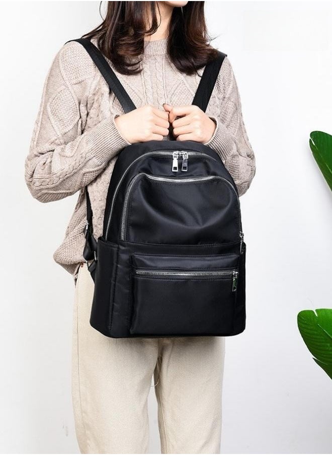Simple Solid Color Backpack for Women Versatile Large Capacity Zipper Daypack Multi Layered Compartment Storage for Commute or Travel Can Fit 15 Inches Laptop with Design of Hungable on Trolley