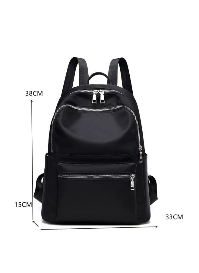 Simple Solid Color Backpack for Women Versatile Large Capacity Zipper Daypack Multi Layered Compartment Storage for Commute or Travel Can Fit 15 Inches Laptop with Design of Hungable on Trolley