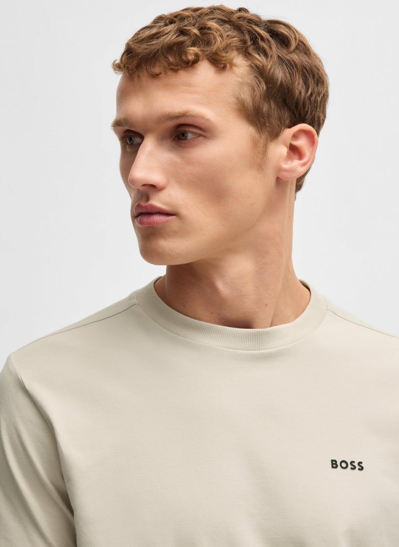 Regular-fit T-shirt in stretch cotton with contrast logo