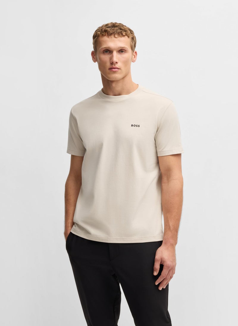 Regular-fit T-shirt in stretch cotton with contrast logo