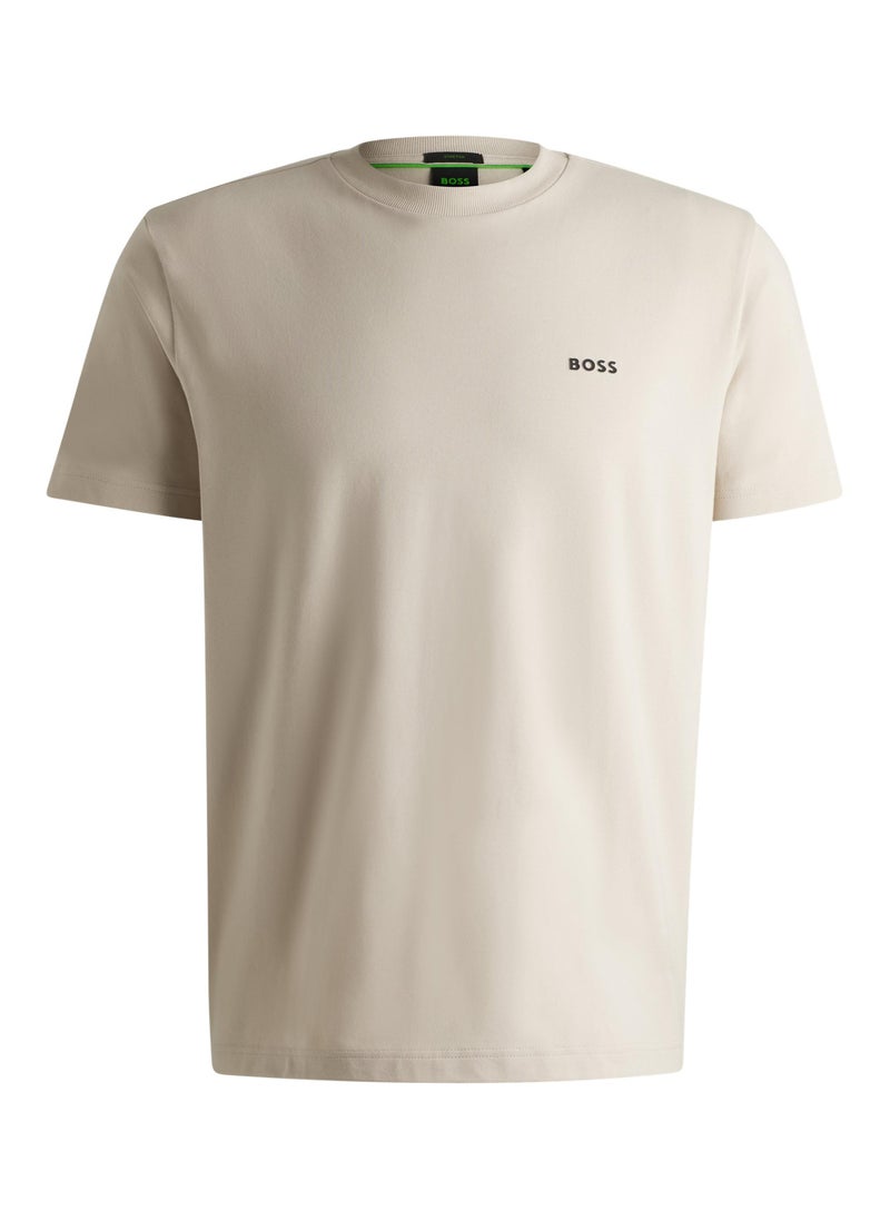 Regular-fit T-shirt in stretch cotton with contrast logo
