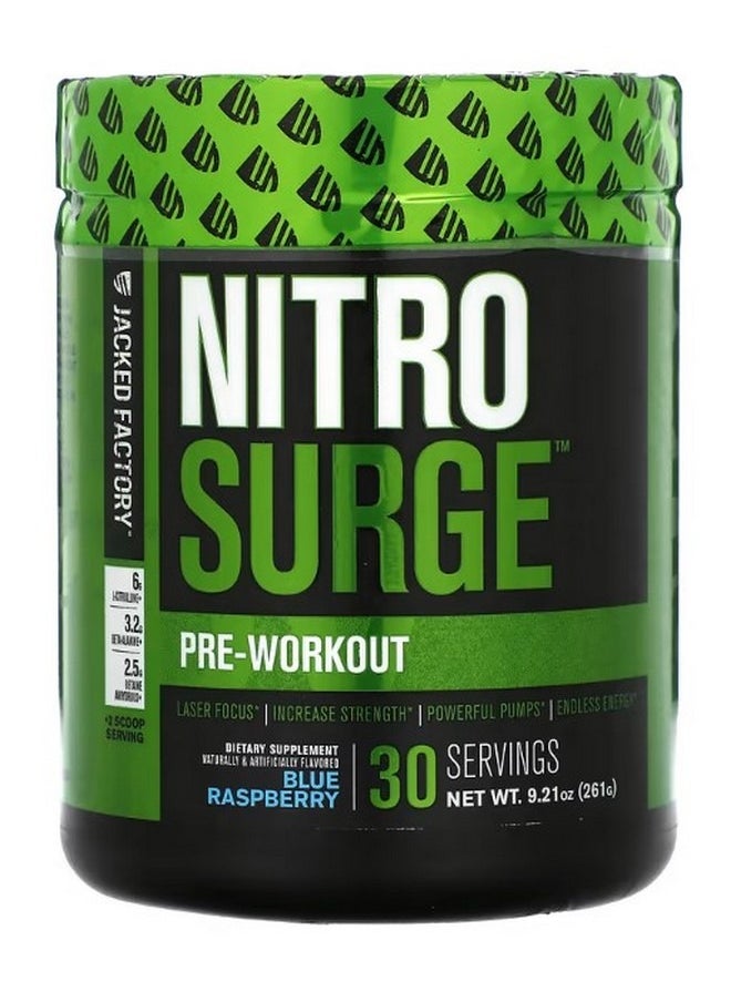 Nitro Surge Pre Workout Blue Raspberry 9.21 oz 261 g