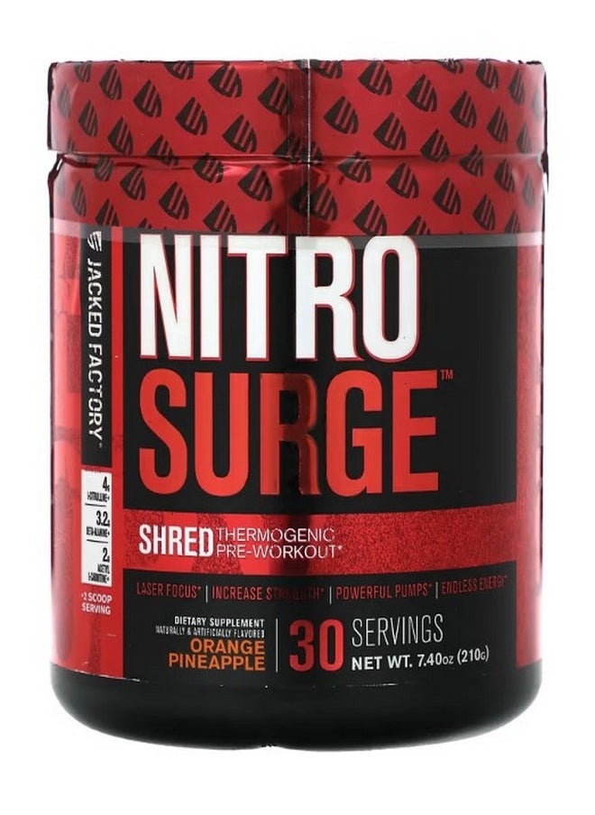 Nitro Surge Shred Thermogenic Pre Workout Orange Pineapple 7.4 oz 210 g