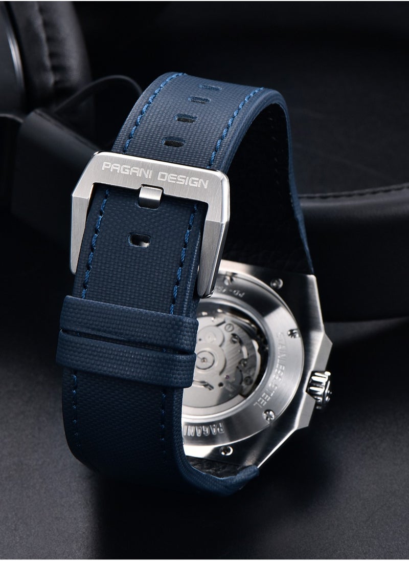 New Fashion Men's Automatic Mechanical Watches, 42MM Stainless Steel Frame With Synthetic Sapphire Watch Window And Luminous Hands, Leather Strap, Fashionable And Versatile, PD YS010