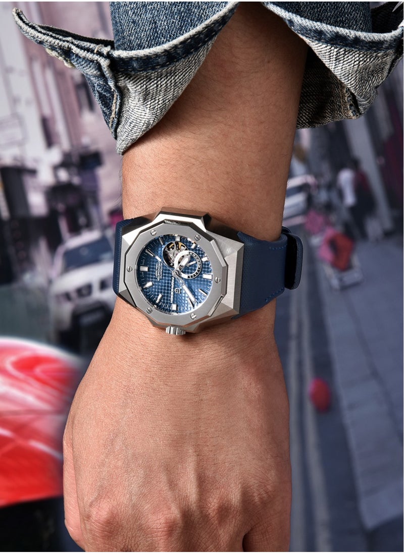 New Fashion Men's Automatic Mechanical Watches, 42MM Stainless Steel Frame With Synthetic Sapphire Watch Window And Luminous Hands, Leather Strap, Fashionable And Versatile, PD YS010
