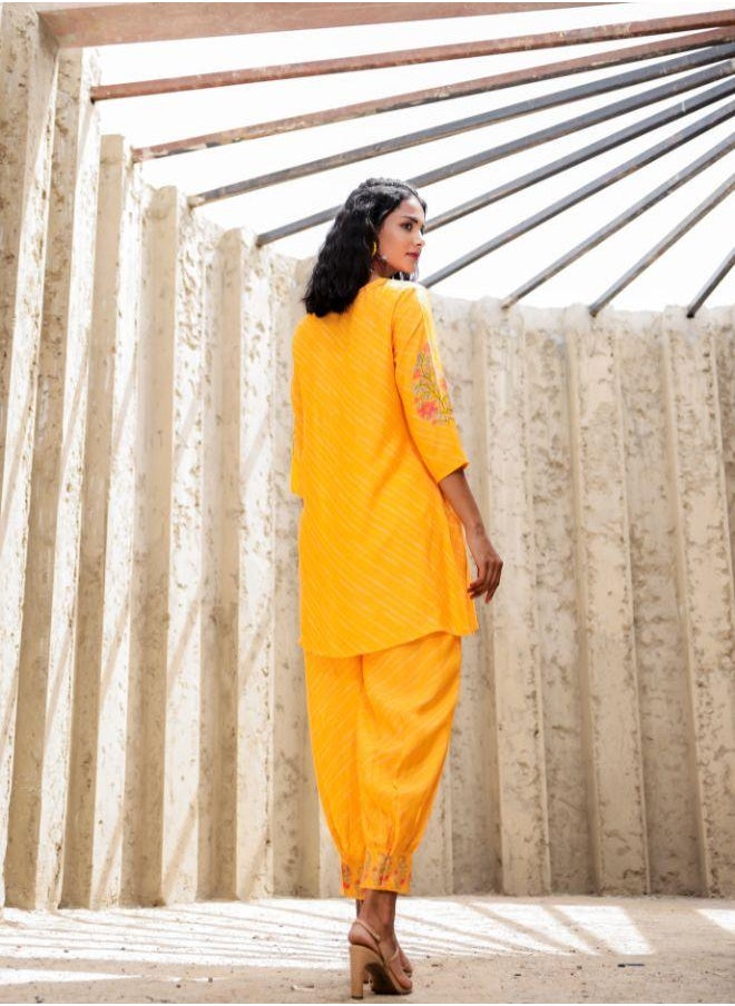 Bright & elegant yellow printed kurta set