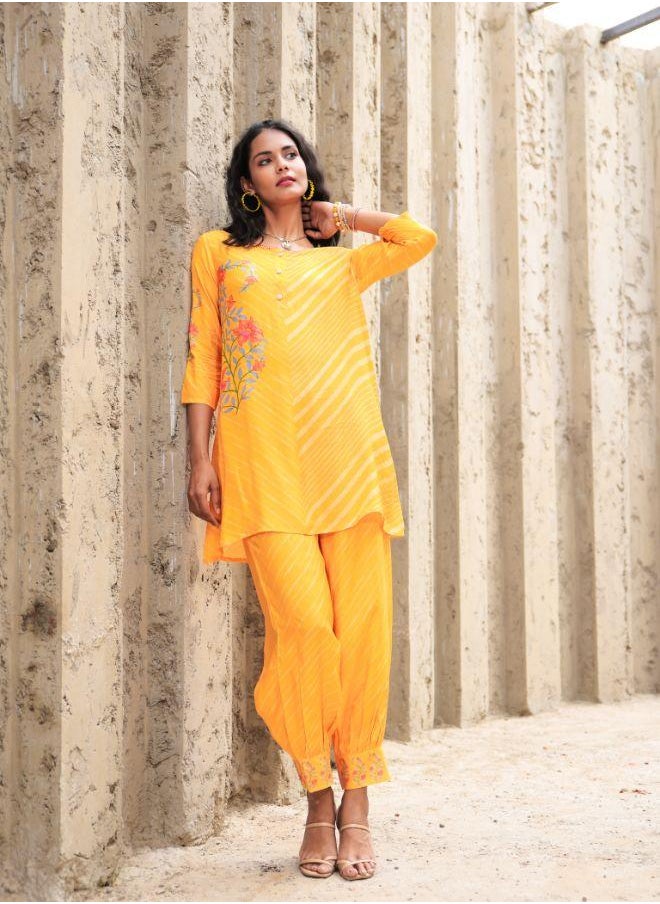 Bright & elegant yellow printed kurta set