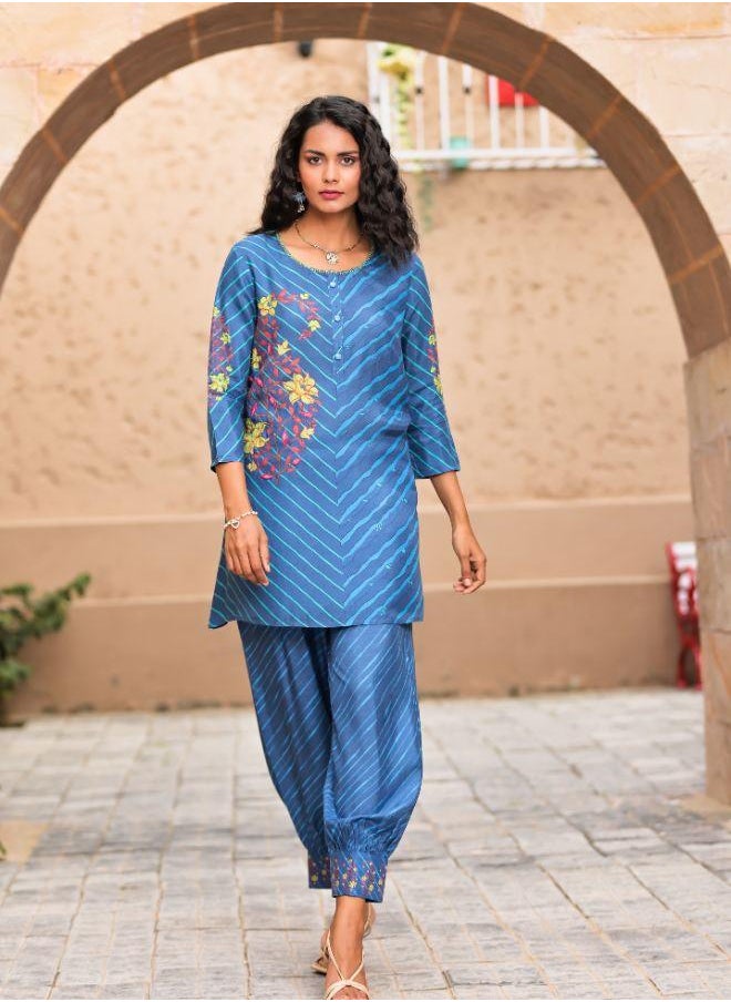 Grace in Every Step with This Elegant Blue Embroidered Kurta Set