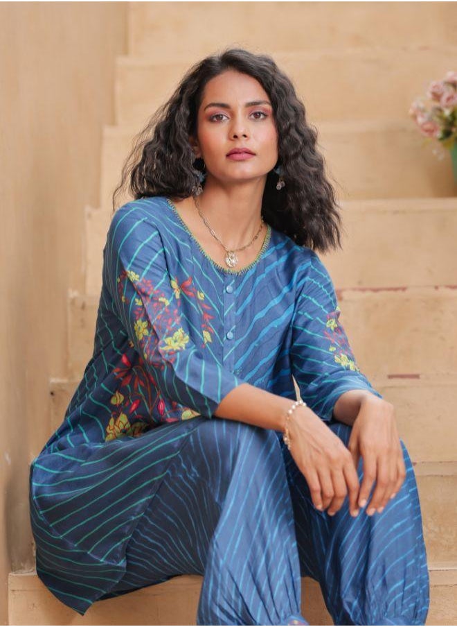 Grace in Every Step with This Elegant Blue Embroidered Kurta Set