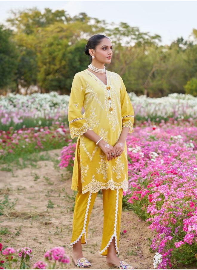 Yellow Embroidered Kurta Set