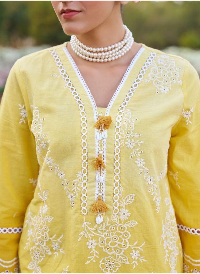 Yellow Embroidered Kurta Set
