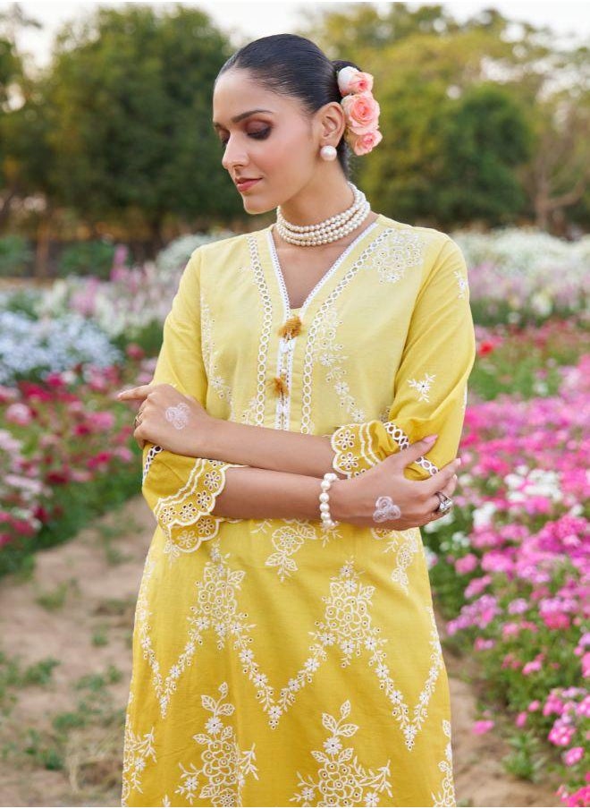 Yellow Embroidered Kurta Set