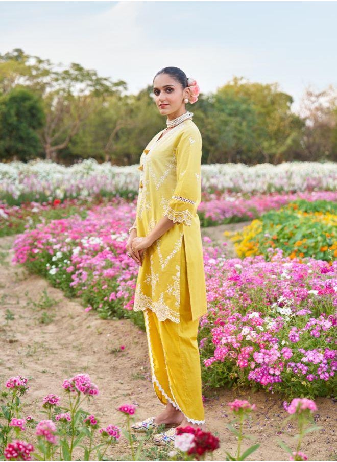 Yellow Embroidered Kurta Set
