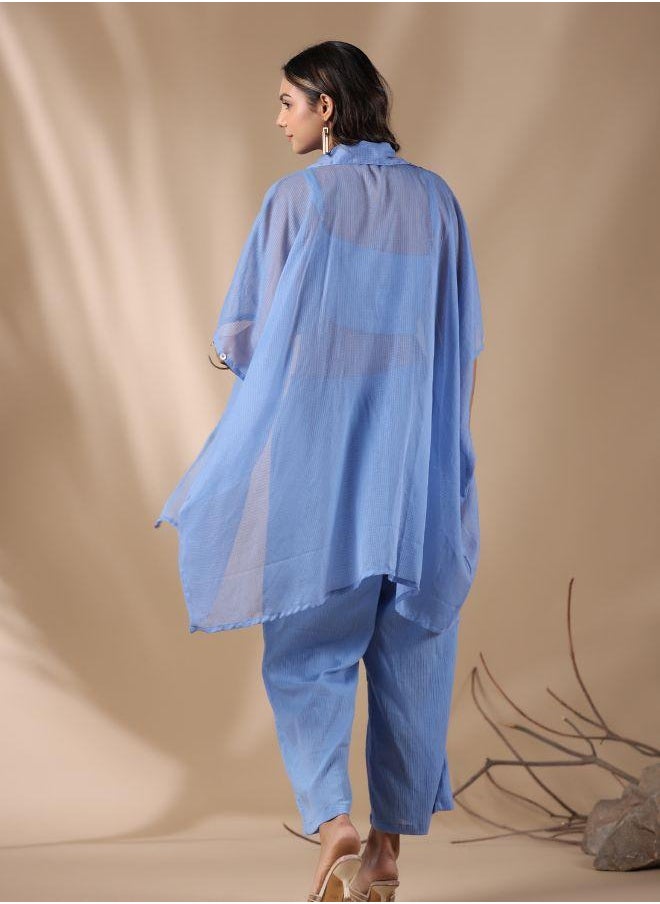 Stylish Blue Three-Piece Co-Ord Set – Chic & Breezy