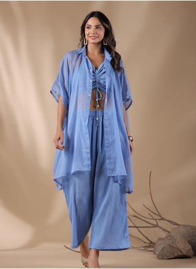 Stylish Blue Three-Piece Co-Ord Set – Chic & Breezy