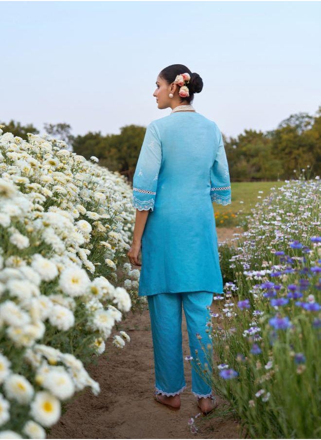 Blue Embroidered Kurta Set