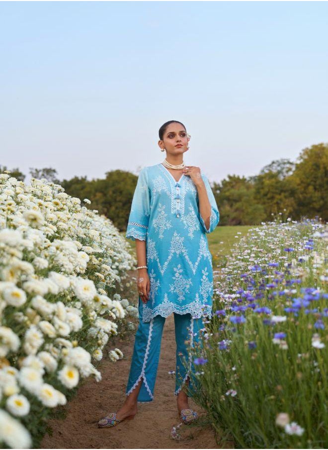 Blue Embroidered Kurta Set