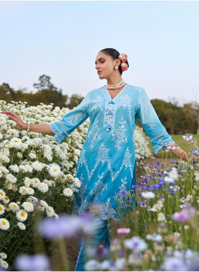 Blue Embroidered Kurta Set