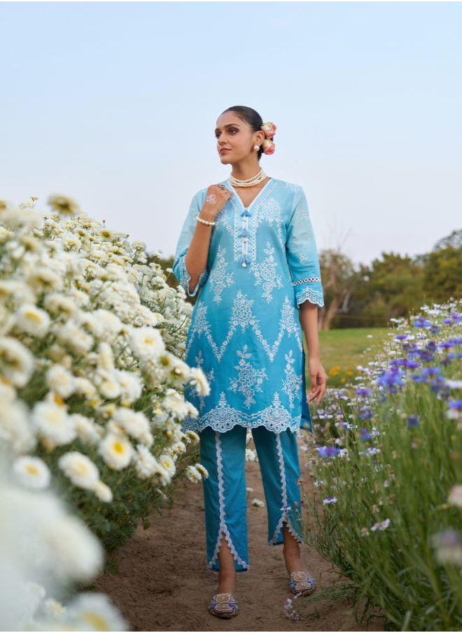 Blue Embroidered Kurta Set