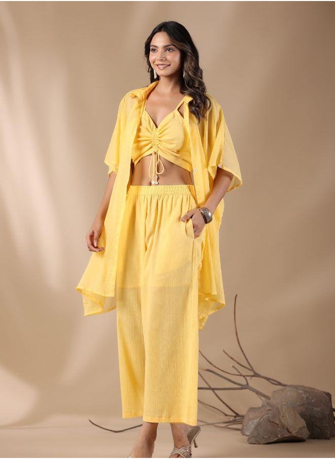 Glow in style with this chic yellow kurta set
