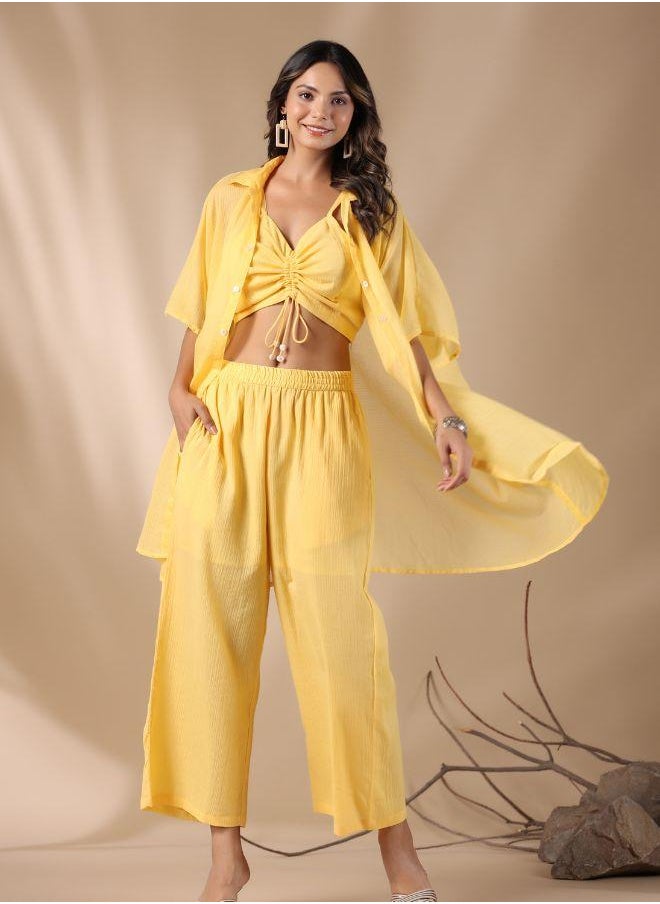 Glow in style with this chic yellow kurta set