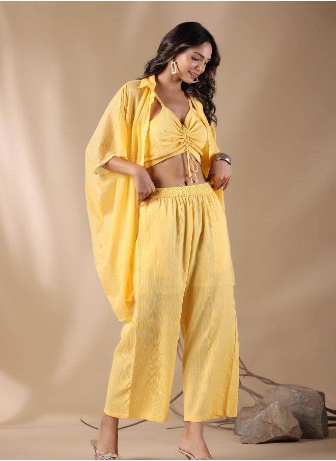 Glow in style with this chic yellow kurta set