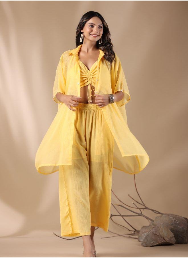 Glow in style with this chic yellow kurta set