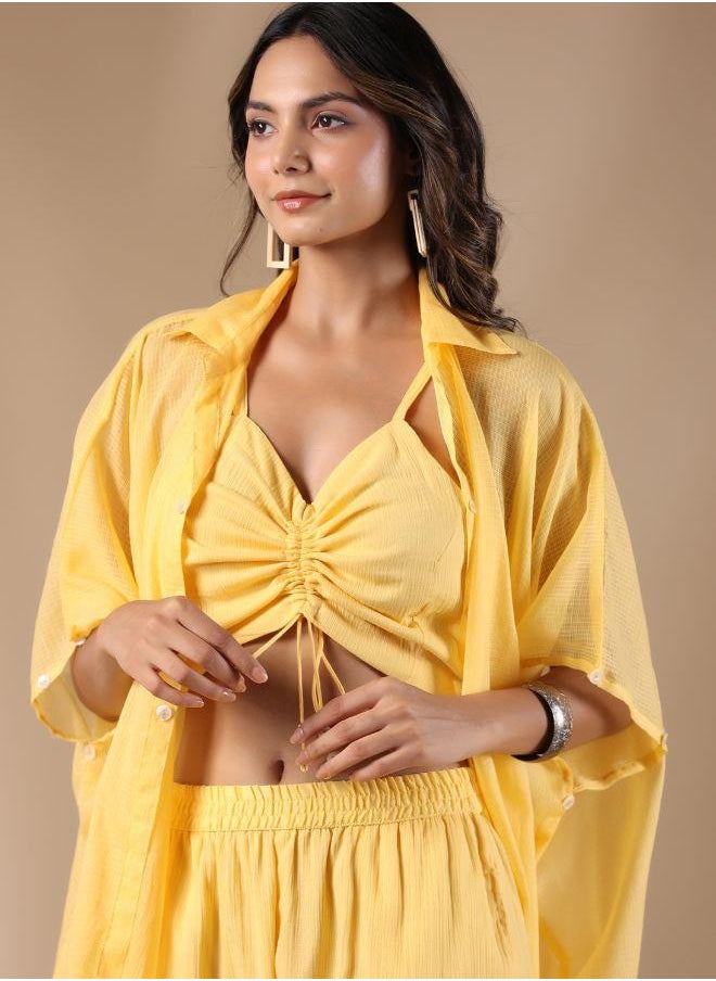 Glow in style with this chic yellow kurta set