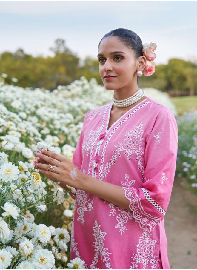 Pink Embroidered Kurta Set