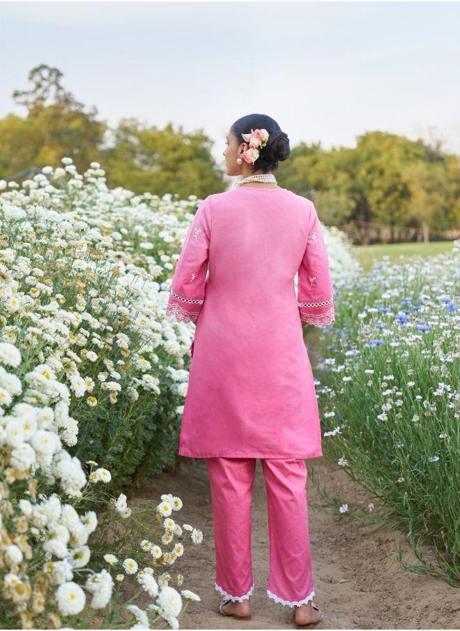 Pink Embroidered Kurta Set